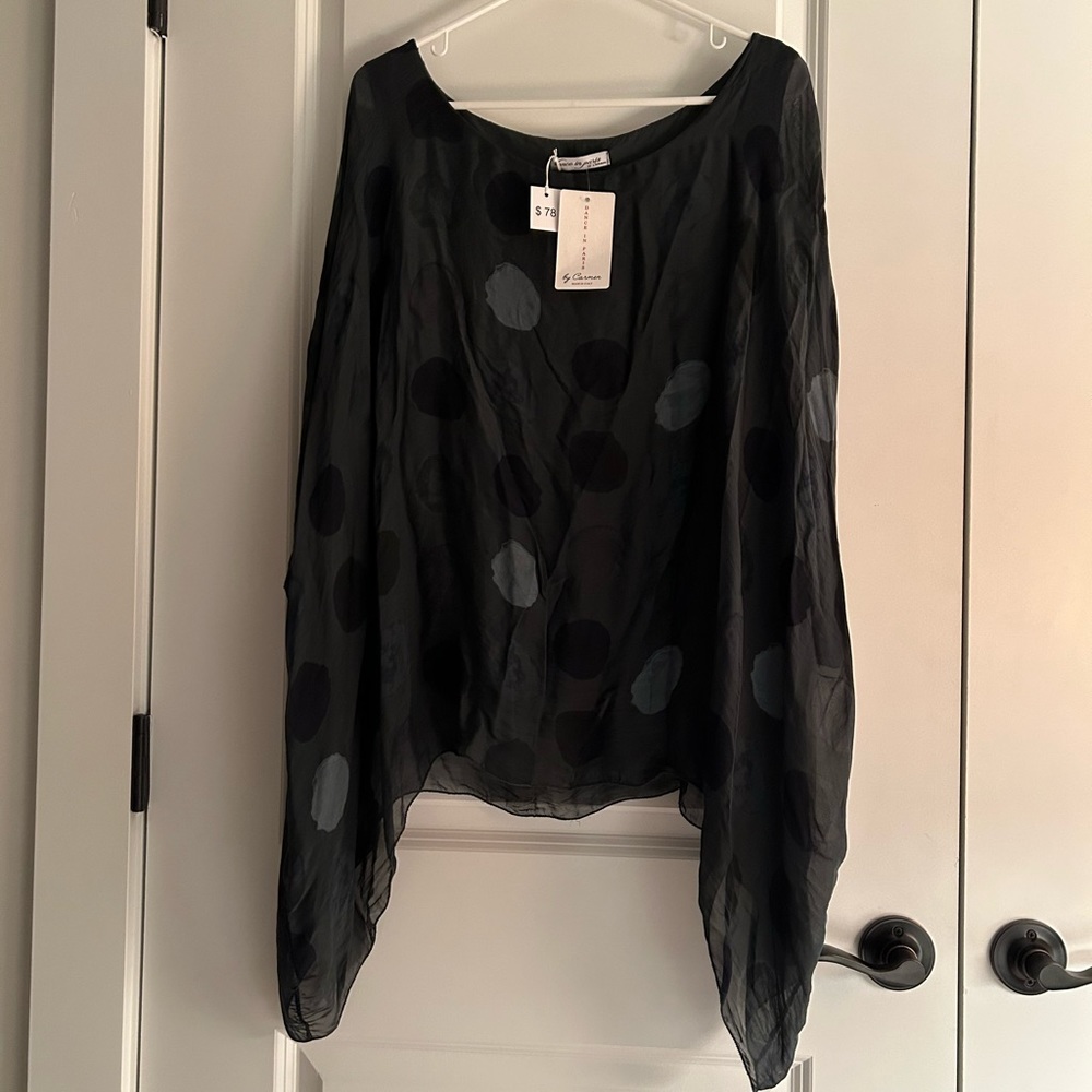 Sheer Black Polka Dot Blouse by